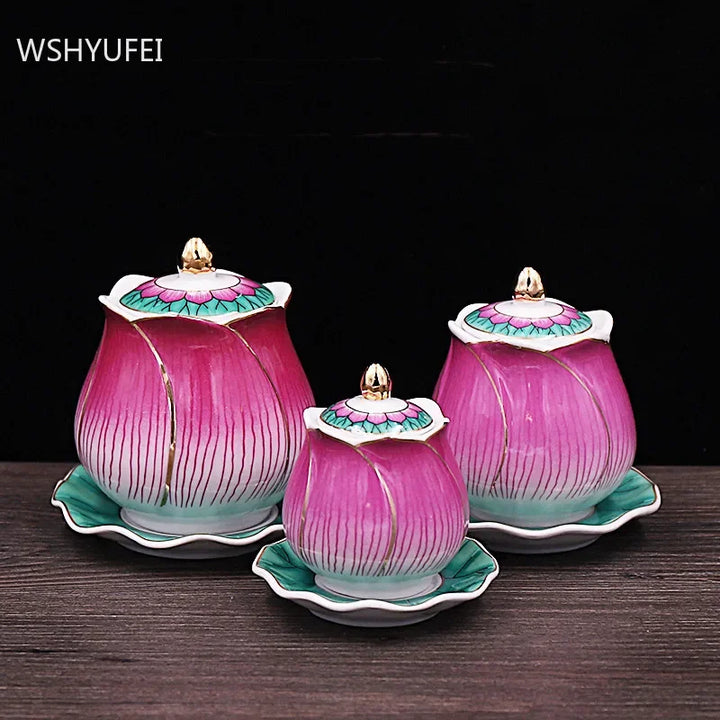 CAPAROMA Tradition Ceramic Lotus Flower Cup Set*