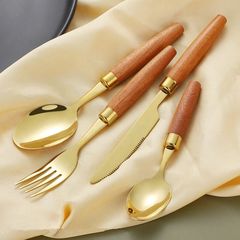 Classic Wooden Handle Cutlery Set