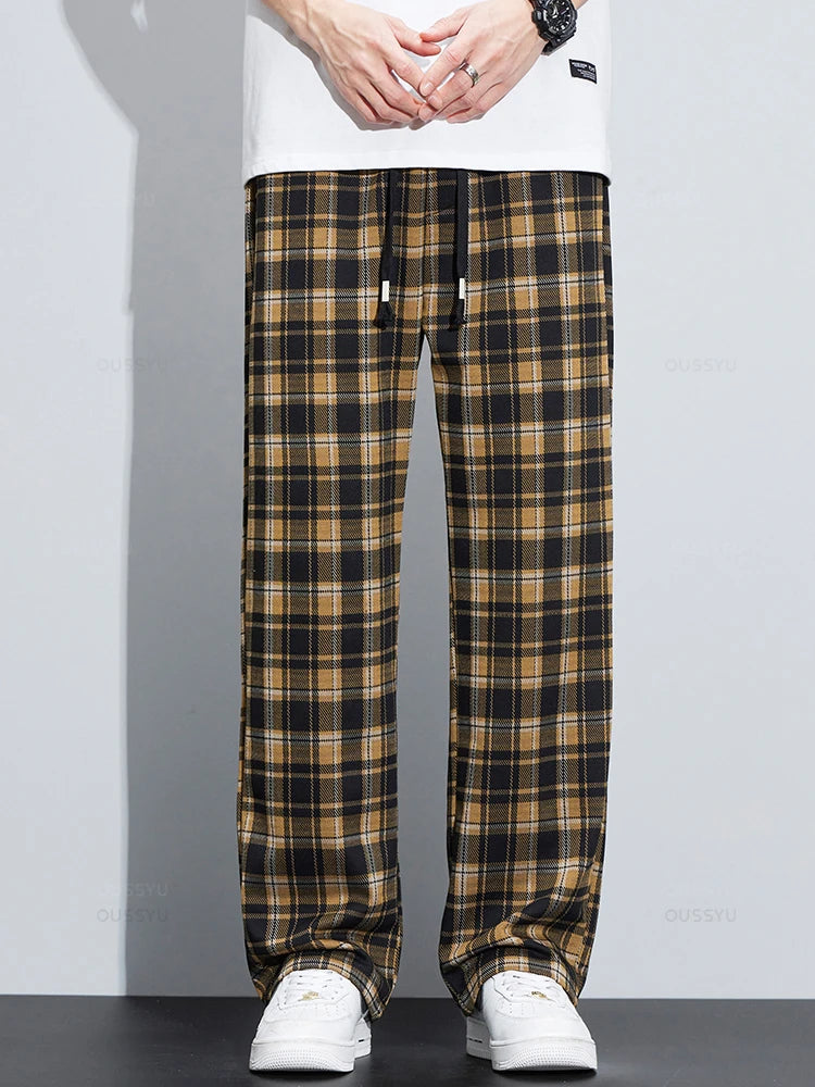 Relaxed-Fit Plaid Pants